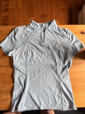 Lemieux riding Light Blue Short Sleeve Zip Riding Top (Size US 6)